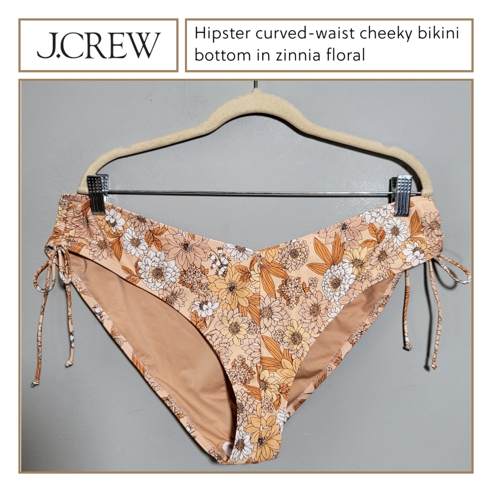 NWT J. CREW Hipster Curved Waist Cheeky Bikini Bottom | size XXL | 70s Floral
